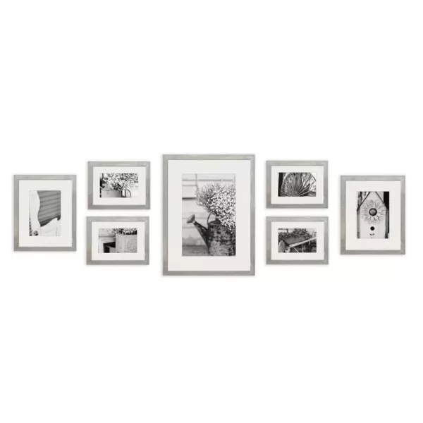 Pinnacle Gallery 4 in. x 6 in., 5 in. x 7 in., 8 in. x 10 in. Graywash Picture Frame (Set of 7)