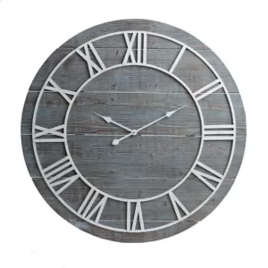 Pinnacle Wood Plank Frameless Washed Gray Wall Clock