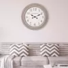 Pinnacle Woodgrain Circle Washed Grey Wall Clock