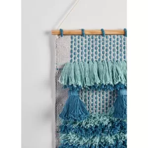 LR Home Coast Gray / Teal Fringed Wall Tapestry