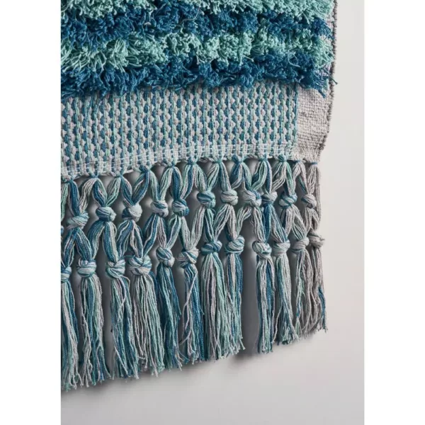 LR Home Coast Gray / Teal Fringed Wall Tapestry