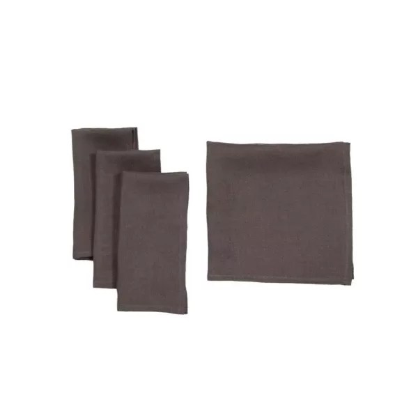 Manor Luxe 0.1 in. H x 20 in. W x 20 in. D Classic Linen Napkins Dark Gray (Set of 4)