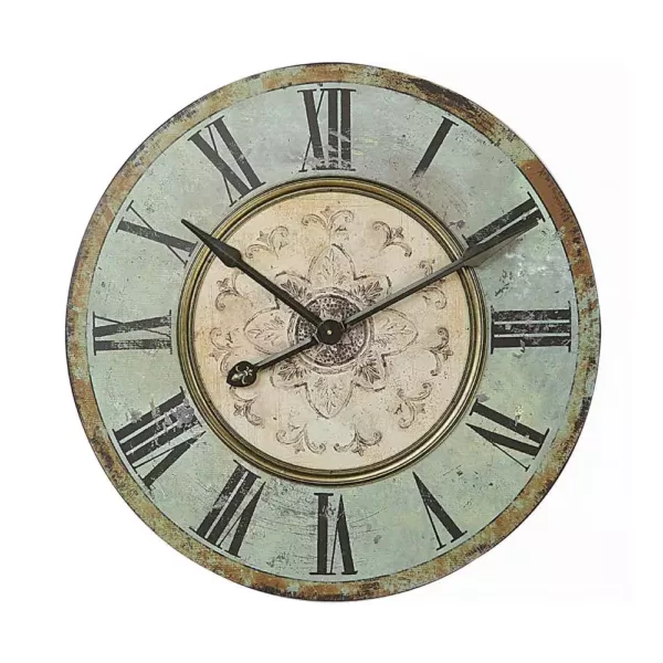 3R Studios Distressed Mint Green Wood Wall Clock