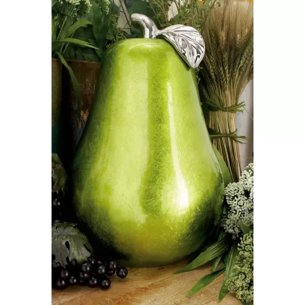 LITTON LANE 12 in. x 16 in. Modern Emerald Green Ceramic Decorative Pear