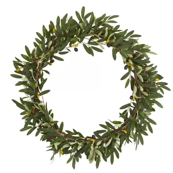 Nearly Natural 23 in. Olive Artificial Wreath