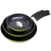 Ozeri Green Earth 3-Piece Aluminum Ceramic Nonstick Frying Pan Set in Green