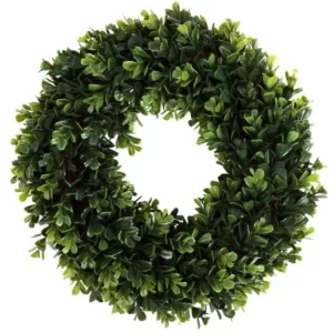 Pure Garden 12 in. Round Artificial Boxwood Wreath