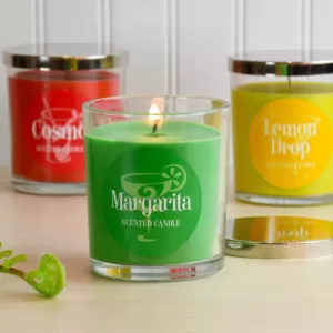 LUMABASE Scented Candles - Cocktail Collection (10 oz.): Cosmo, Margarita, Lemon Drop Scents (Set of 3)