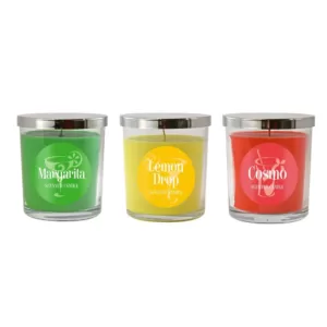 LUMABASE Scented Candles - Cocktail Collection (10 oz.): Cosmo, Margarita, Lemon Drop Scents (Set of 3)