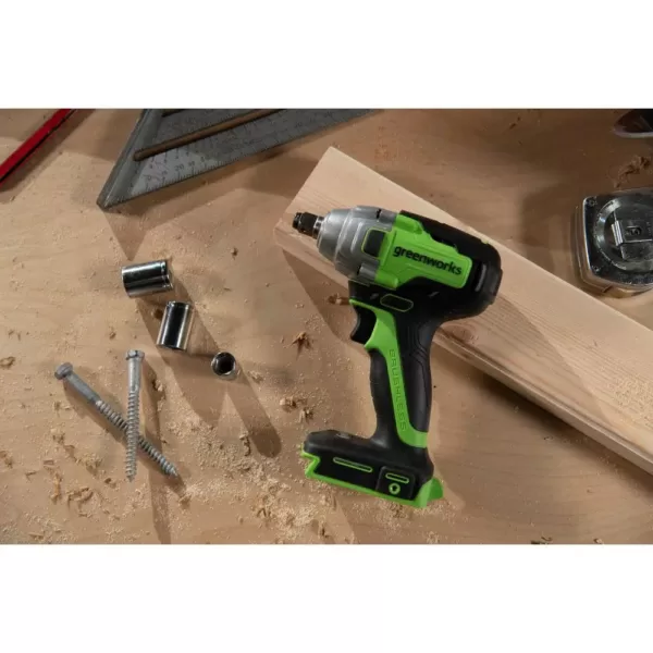 Greenworks 24-Volt Battery Cordless Brushless 1/2 in. Impact Wrench, Battery Not Included IW24L00