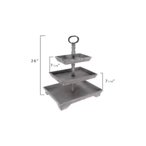 3R Studios Bungalow Lane Grey 3Tier Decorative Tray