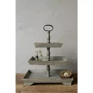 3R Studios Bungalow Lane Grey 3Tier Decorative Tray