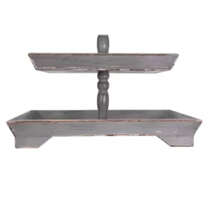 3R Studios Bungalow Lane Grey 3Tier Decorative Tray