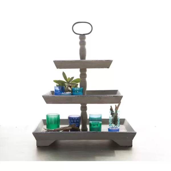 3R Studios Bungalow Lane Grey 3Tier Decorative Tray