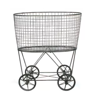 3R Studios Vintage Metal Basket with Wheels