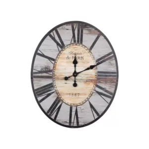 3R Studios Distressed Grey Wood Wall Clock