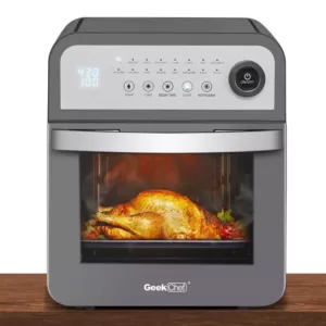 Boyel Living 13 Qt. Gray Stainless Steel Air Fryer Oven with Rotisserie and Dehydrator, 8 Cooking Accessories Kits