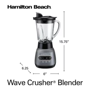 Hamilton Beach Wave Crusher 40 oz. 6-Speed Gray Blender with 20 oz. Travel Jar