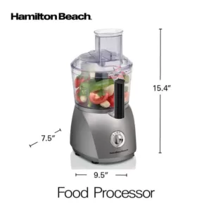 Hamilton Beach 10-Cup 3-Speed Grey Food Processor with 6 Functions