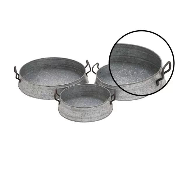 LITTON LANE Farmhouse Rustic Gray Decorative Planter Trays (Set of 3)