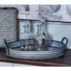 LITTON LANE Distressed Silver DecorativeTrays with Handles (Set of 2)