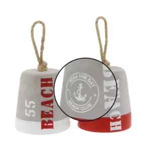 LITTON LANE Coastal Living Gray and Red Cement Rope Door Stops (Set of 2)