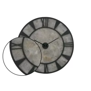 LITTON LANE 35 in. x 35 in. Modern Iron and Wood Wall Clock