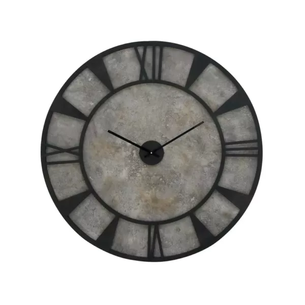 LITTON LANE 35 in. x 35 in. Modern Iron and Wood Wall Clock