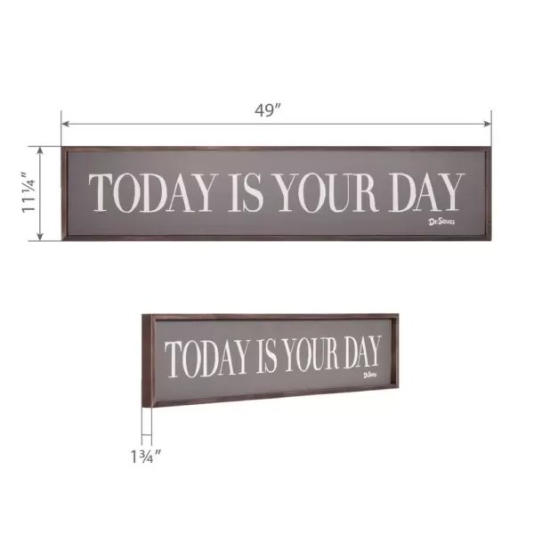 Pinnacle 11 in. x 49 in. Dr. Seuss Today Is Your Day Quote Framed Wood Wall Decor