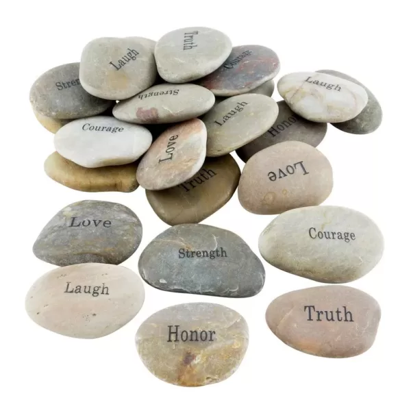 Stonebriar Collection Inspirational Engraved Natural River Stones (Set of 25)