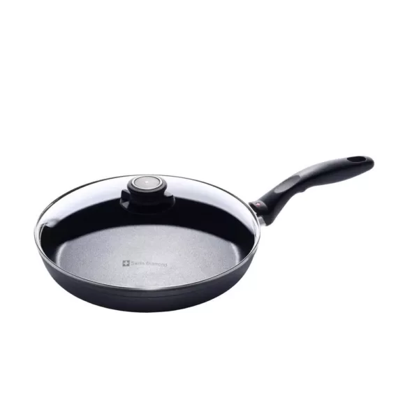 Swiss Diamond Classic Series 10.25 in. Cast Aluminum Nonstick Frying Pan in Grey with Glass Lid