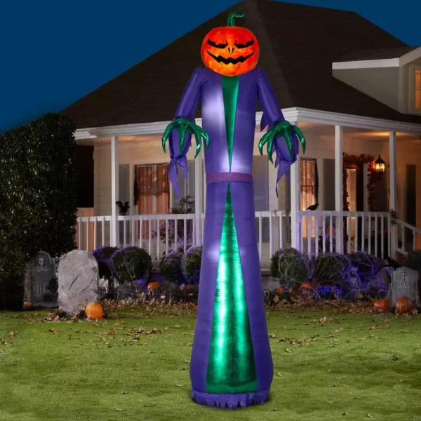 Gemmy 12 ft. H. Halloween Airblown Projection Inflatable Fire and Ice Jack O Reaper Halloween Inflatable