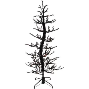 Haunted Hill Farm 60 in. Animated Halloween Twisted Tree with Moving Branches and Orange LED Lights