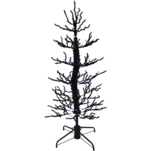 Haunted Hill Farm 60 in. Animated Halloween Twisted Tree with Moving Branches and Purple LED Lights