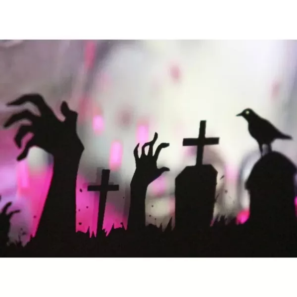 Haunted Hill Farm 71 in. Black Wicked Witch Lamp Post with Animation and Spooky Music