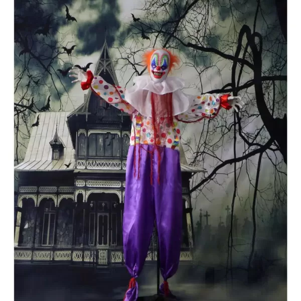 Haunted Hill Farm 5.5 ft. Animatronic Scary Talking Clown Halloween Prop