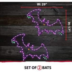 Haunted Hill Farm Flying Bats Indoor/Outdoor LED Halloween Window Lights (Set of 2)