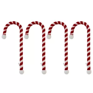 Haute Decor 9 in. Steel Core Red and White Candy Cane Stocking Holder (4-Pack)