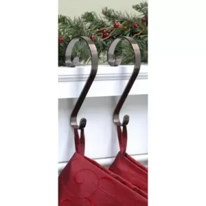 Haute Decor Oil-Rubbed Bronze Stocking Scrolls Stocking Holders (2-Pack)