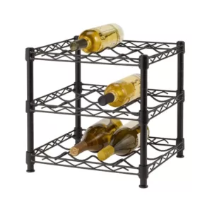 HDX 12-Bottle Black Floor Wine Rack