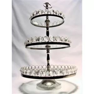 Heim Concept 20 in. H 3-Tier Glastainless Steel/Nip Stand Detachable Crystal Border (Plates 8/10/12 in.)