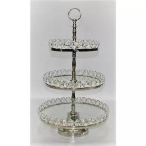 Heim Concept 20 in. H 3-Tier Glastainless Steel/Nip Stand Detachable Crystal Border (Plates 8/10/12 in.)