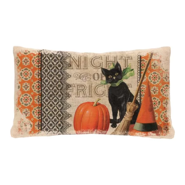 Heritage Lace Victorian Halloween Natural Graphic Polyester 12 in. x 20 in. Throw Pillow