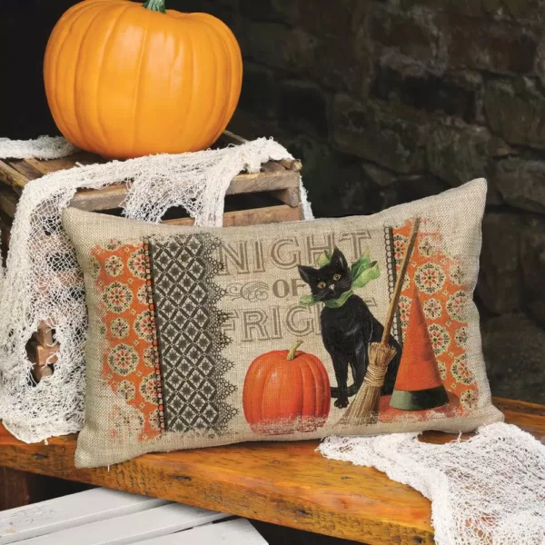 Heritage Lace Victorian Halloween Natural Graphic Polyester 12 in. x 20 in. Throw Pillow