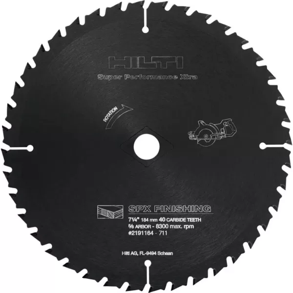 Hilti 7-1/4 in. 40 Teeth Circular Saw SPX Finishing Blade (5)