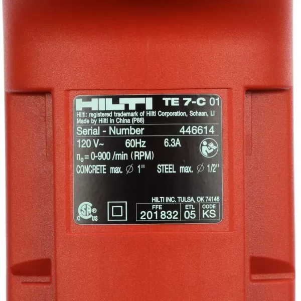 Hilti 120-Volt SDS-Plus TE 7-C Corded Rotary Hammer Drill Kit with 2 TE-CX Hammer Drill Bits