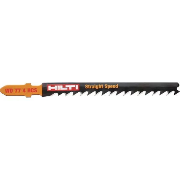 Hilti 3 in. 6 TPI WD 77 4 High Carbon Steel T-Shank Premium Jig Saw Blade for Cutting Wood Up to 50 mm Thick (5-Pack)