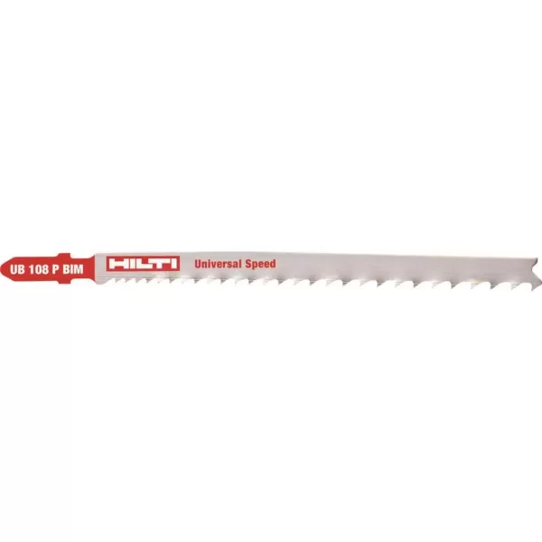 Hilti 4.25 in. 5 TPI to 10 TPI UB 108 Bi-Metal T-Shank Premium Jig Saw Blade for Cutting Metal and Wood (5-Pack)