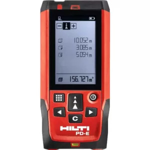 Hilti 656 ft. PD-E Laser Range Meter with (2) AAA Batteries, Hand Strap and Pouch