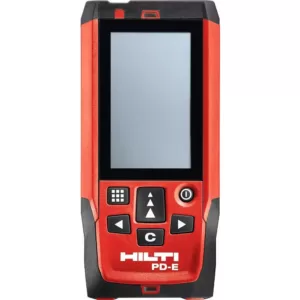 Hilti 656 ft. PD-E Laser Range Meter with (2) AAA Batteries, Hand Strap and Pouch